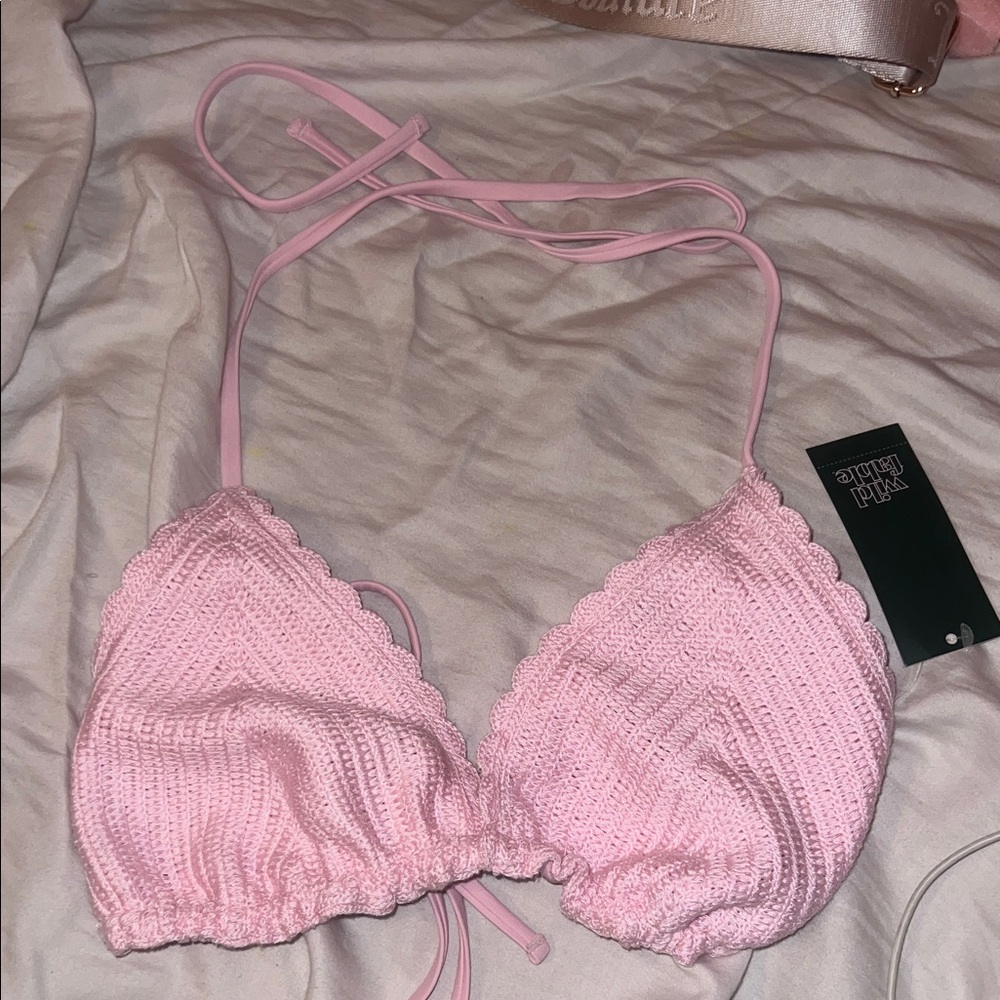 Xhilaration Light Pink Crochet Bikini Top